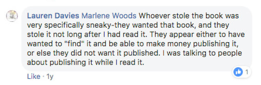 Manuscript theft other facebook comment
